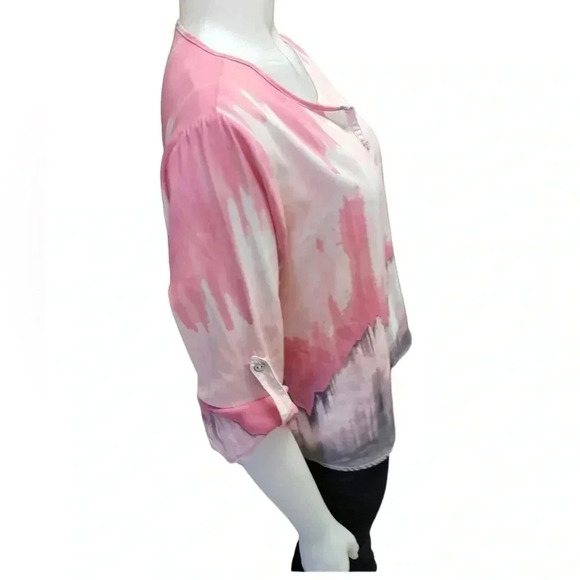 Haggar Clothing Co Petite Pink & White  Blouse Top Size Medium - Picture 5 of 9